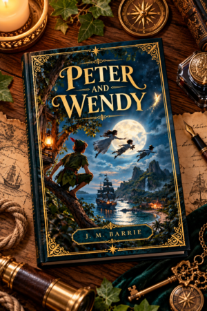 Peter and Wendy by J.M Barrie, elegant illustrated book cover for the Get Digital Prints Classics Collection.