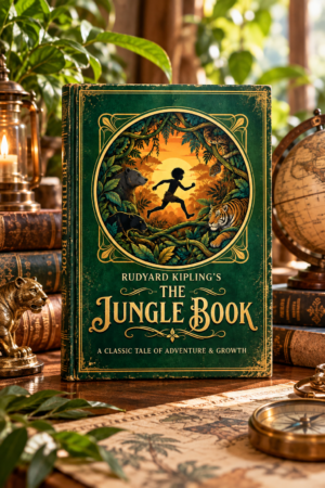 The Jungle Book by Rudyard Kipling, elegant illustrated book cover for the Get Digital Prints Classics Collection.