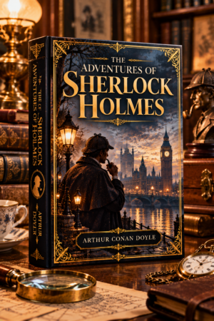 The Adventures of Sherlock Holmes by Arthur Conan Doyle, elegant illustrated book cover for the Get Digital Prints Classics Collection.