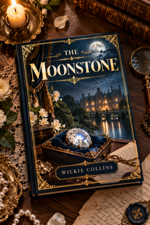 The Moonstone by Wilkie Collins, elegant illustrated book cover for the Get Digital Prints Classics Collection.